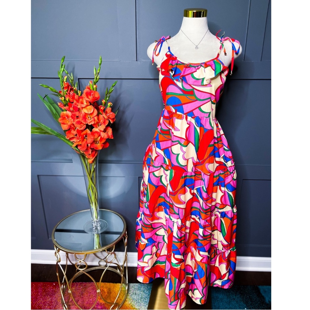 Entro Multicolor Summer Scoop Neck Maxi Sundress